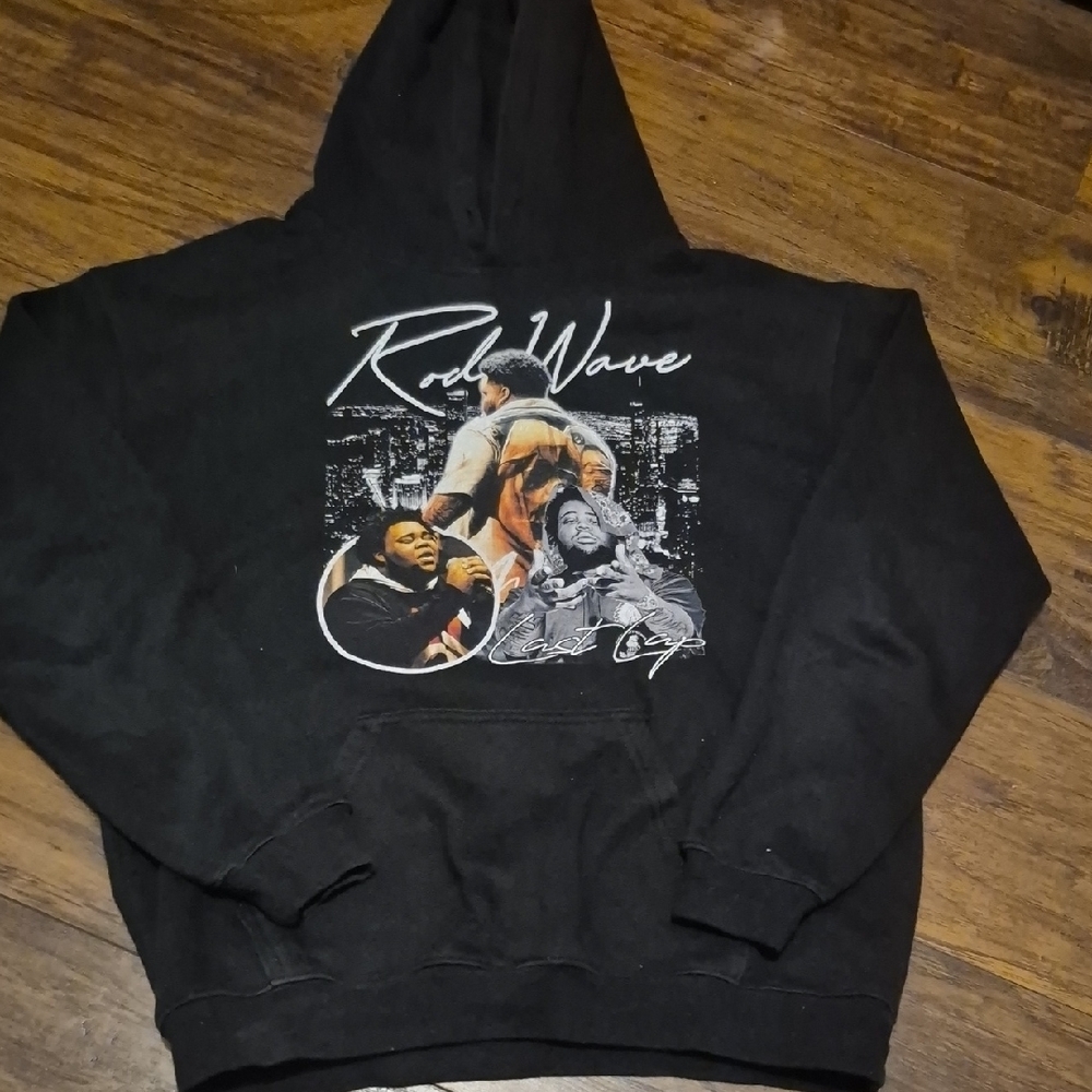Red Wave Black Graphic Hoodie